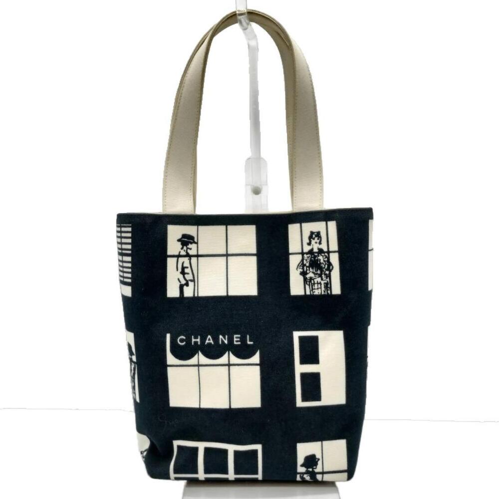 Chanel tote bag, Windows line, canvas, black/ivory, serial number 8.